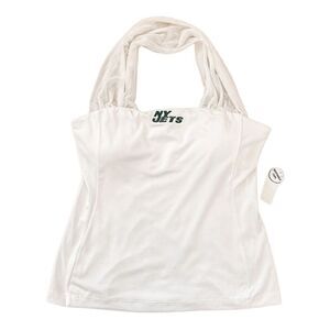 NFL All Sport Couture White New York Jets Sports First Down Halter Top SZ L BNWT